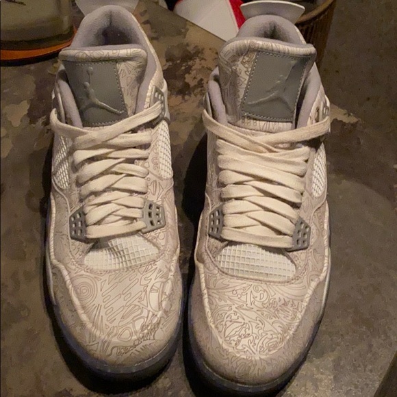 Nike Jordan retro 4 white with henna print - Picture 2 of 8